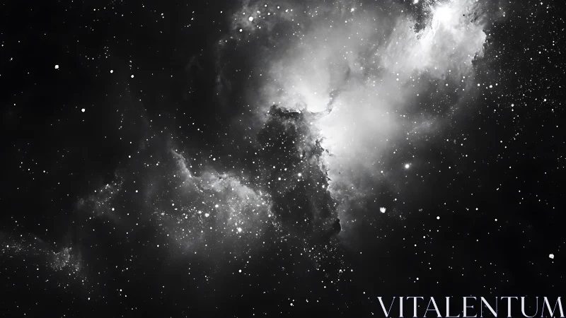 Soft starlit nebula drifting across a monochrome night.