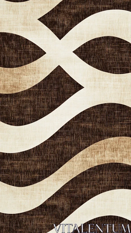 Curved wave bands over textured linen-style brown ground