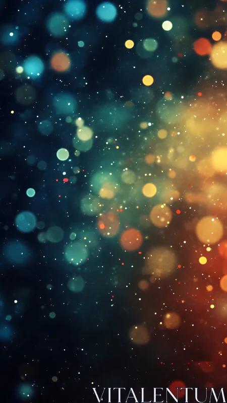 Soft galaxy of colorful bokeh lights drifting in dusk.
