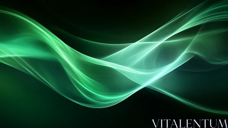 Gentle emerald light waves flowing through a calm night.