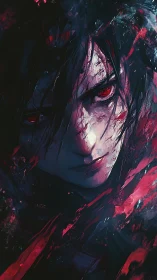 Crimson Gaze Rising From The Shadows Of Broken Night.