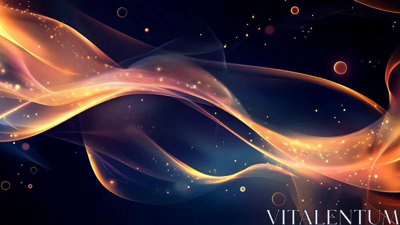 Golden Light Waves Flow Through Dark Space.