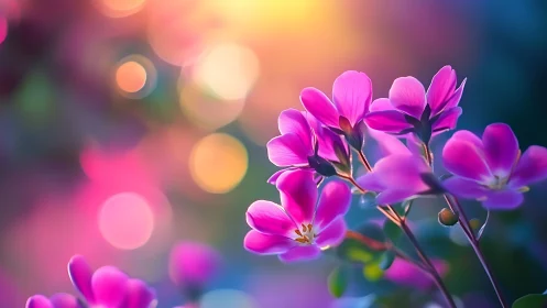 Vibrant Magenta Flowers Glowing in Dreamy Bokeh Light