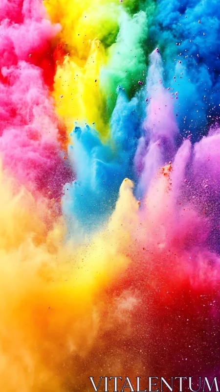 Colorful clouds of powder burst upward in joyful motion
