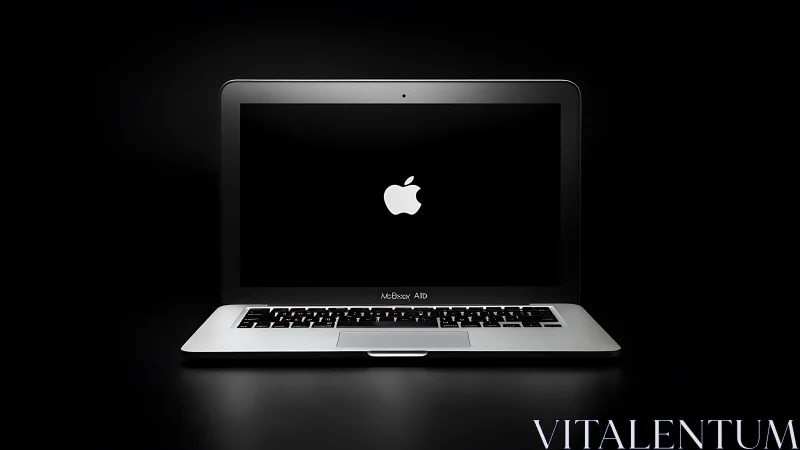 Backlit aluminum laptop isolated in minimal black studio