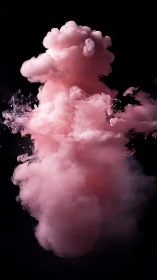 Cotton-candy cloud plume swirling in inky cosmic night.