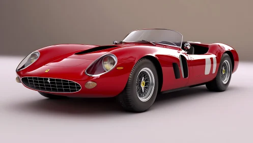 Red classic racing roadster rendered with glossy studio light.