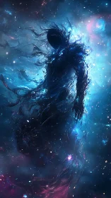Cosmic silhouette formed from swirling nebula energy.