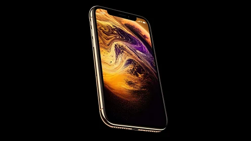 iPhone XS Max with Gold Liquid Swirl Wallpaper Display