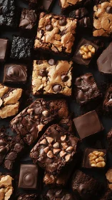 Brownie mosaic of molten chocolate squares in sweet orbit.