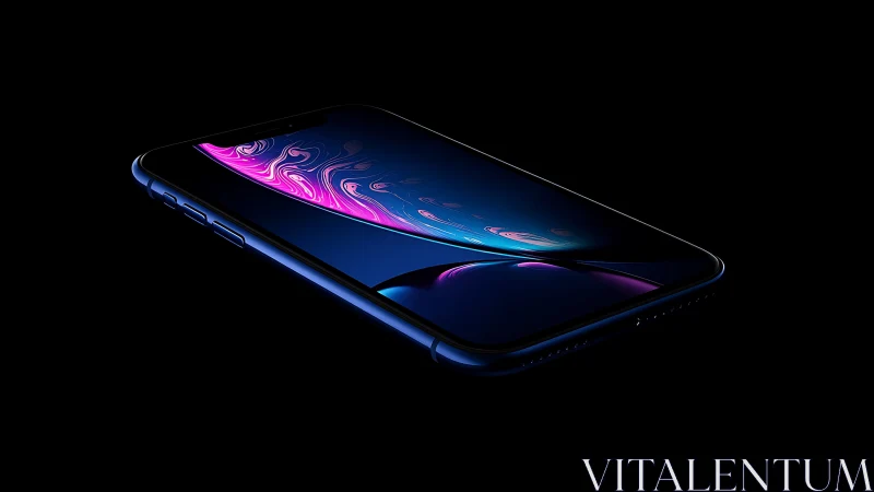 Edge-lit smartphone display with luminous abstract screen.