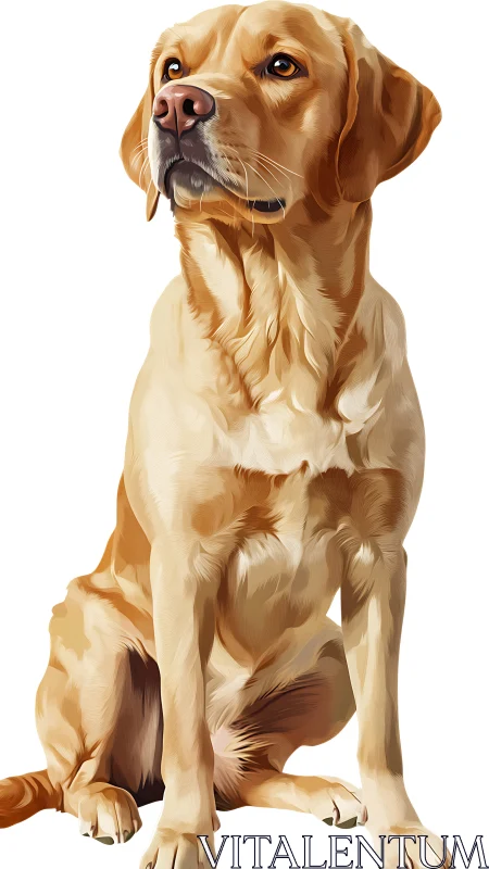 Golden labrador sitting proudly with gentle, loving eyes.