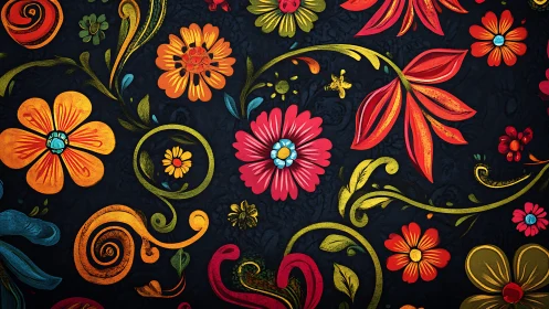 Floral scrollwork pirouettes across jewel-toned midnight