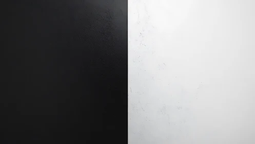 Vertical division of black and white textured surfaces.