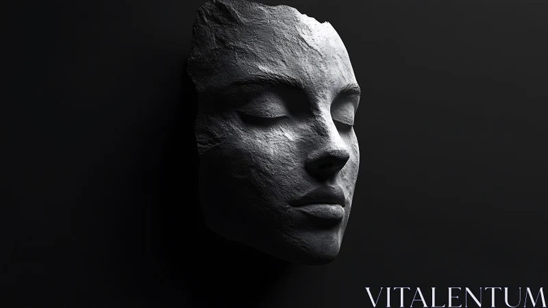 Quiet stone face resting in soft shadows and gentle light.