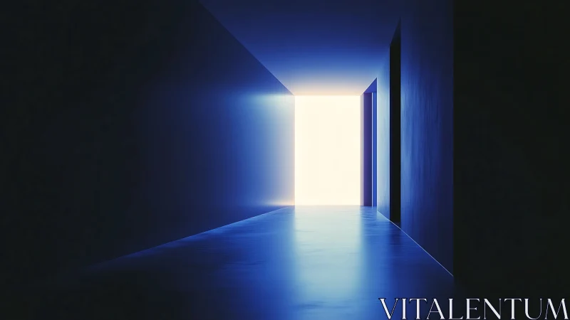 Minimal corridor with intense white light at far opening.