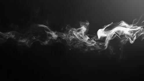 Linear white smoke plume moves horizontally across black field