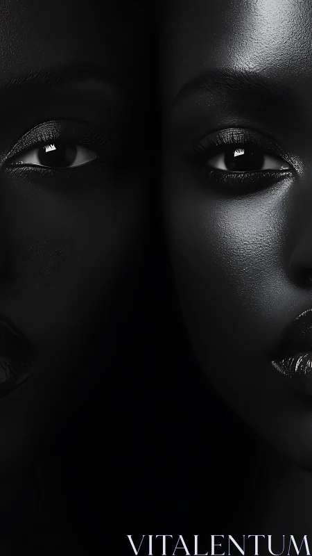 Glimmering twin faces glowing gently in the dark night.