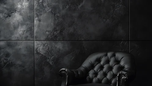 Velvet darkness cradles a lone leather armchair&rsquo;s quiet glow