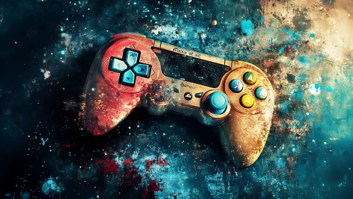 Galactic gamepad drifting through a nebula of pixel dreams.