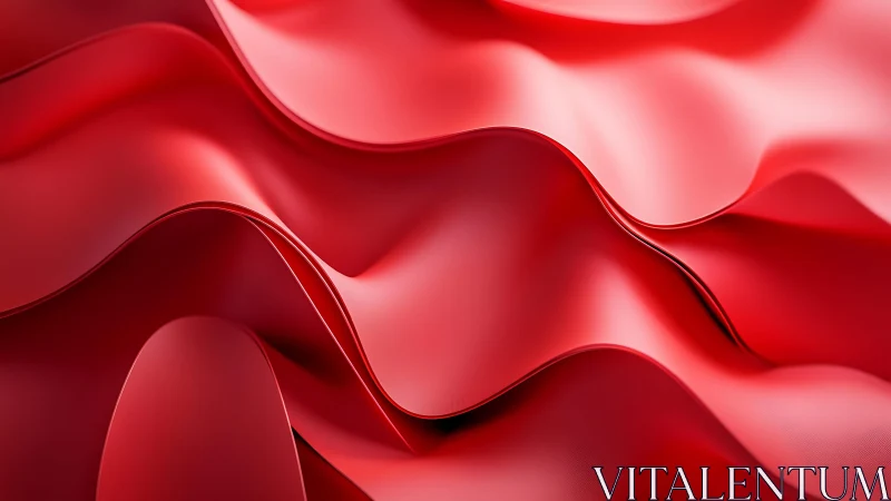 Flowing red silk fabric abstract background with smooth curves.