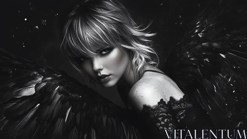 Midnight-winged siren turning starlight into obsidian hush.