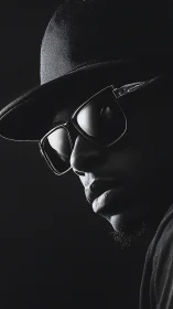 Moody monochrome portrait with cool shades and quiet power.