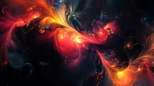 Luminous fractal plumes ignite a swirling cosmic canvas