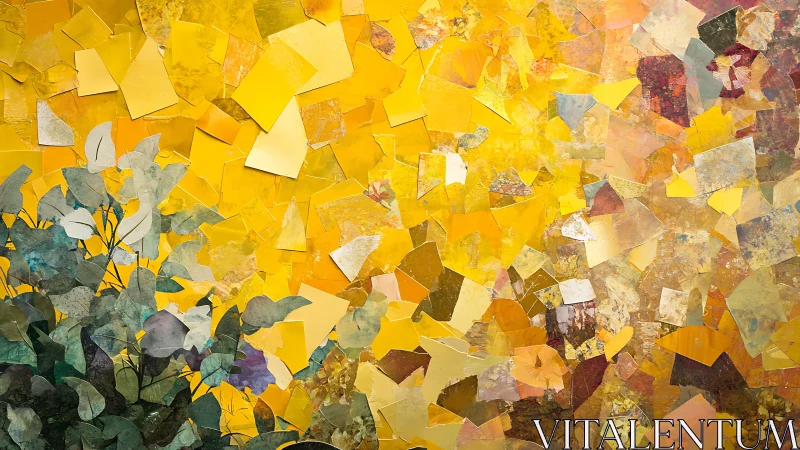 Sunlit foliage collides with a jubilant yellow paper storm.