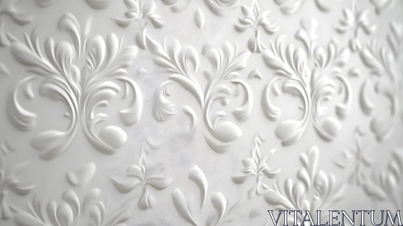 Elegant White Embossed Floral Pattern Wallpaper Design.