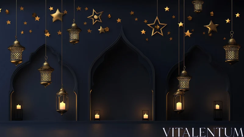 Parametric lantern array with vaulted niches and starfield relief.