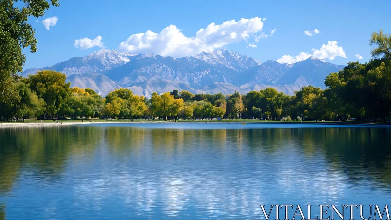 Mirror-lake morning cradled by luminous snowcapped peaks.