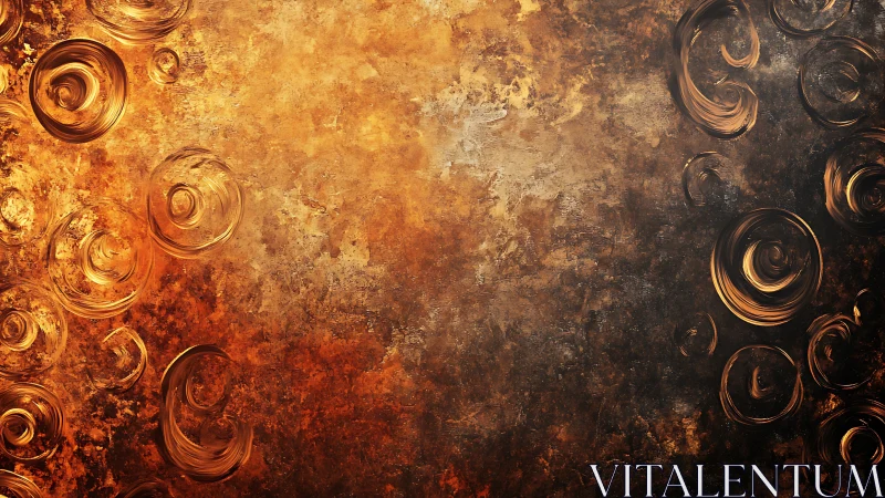 Golden vortex swirls pulse over textured bronze background