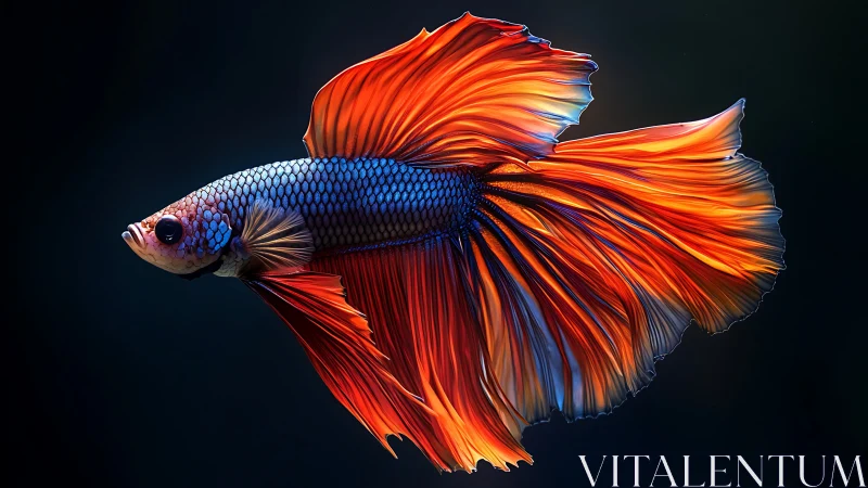 Digital render depicts betta fish with extended flowing fins