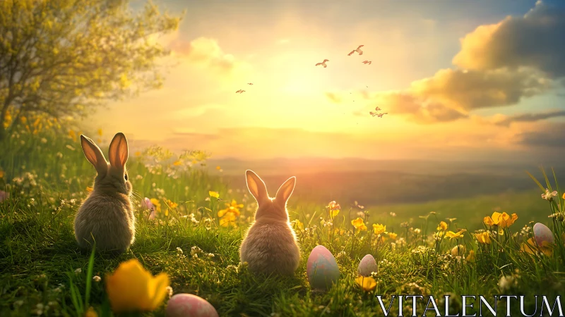 Sunrise counsel of meadow bunnies and secret pastel eggs.