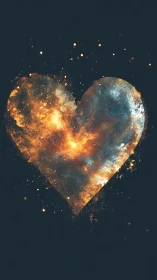 Heart Shape Formed From Glowing Particles and Cosmic Light