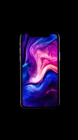Vibrant Abstract Fluid Art on Modern Smartphone Display.
