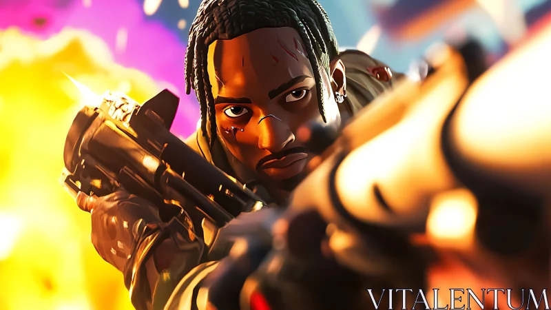 Explosive focus locks onto the target in stylized crossfire