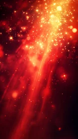 Radiant Light Burst with Golden Particles on Red