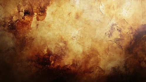 Textured ochre grunge wall with cracked patina surface.