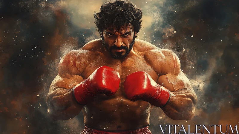 Muscular Boxer Portrait with Intensity.