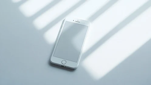 White iPhone Bathed in Sunlight Rays.