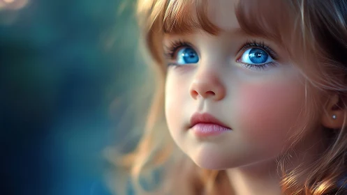 Blue-Eyed Child in Ethereal Golden Light