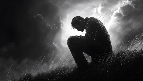 Stormlit pause on the hillside of quietly heavy thoughts.