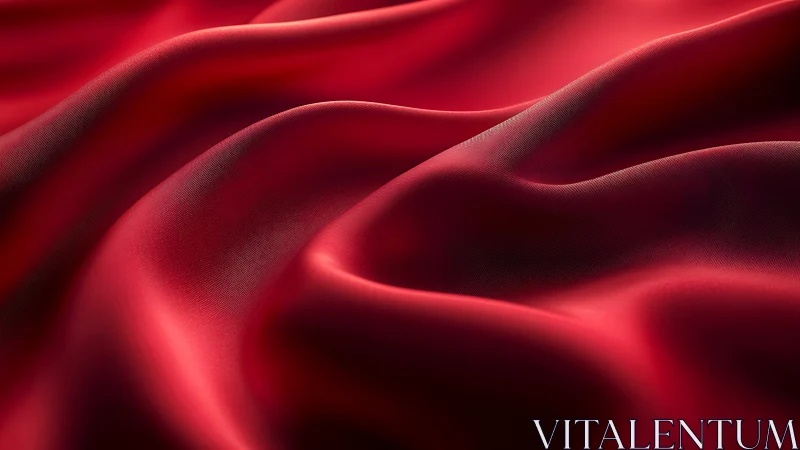 Red textile surface forms continuous undulating wave structures