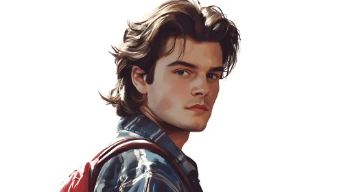 Three-quarter portrait of young man in stylized digital realism