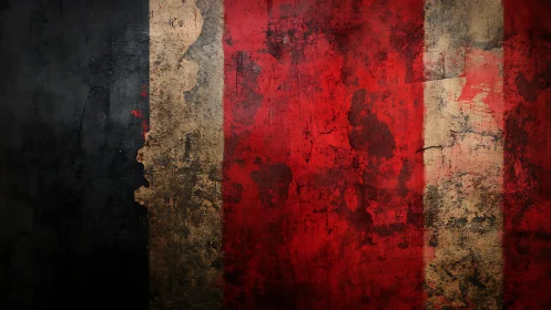 Grunge-Style Vertical Striped Flag Background in Black, Red, and Beige.