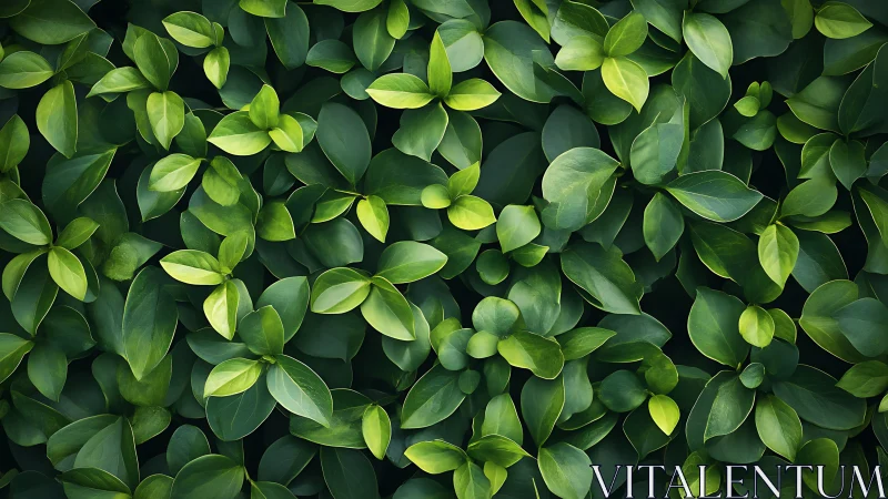 Photorealistic foliage canopy with layered emerald leaves pattern.