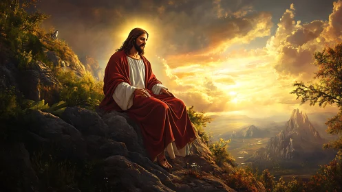 Gentle teacher resting on a sunlit mountain overlook.