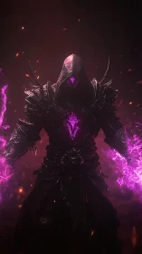 Hooded voidcaster sculpts violetted lightning from shadow
